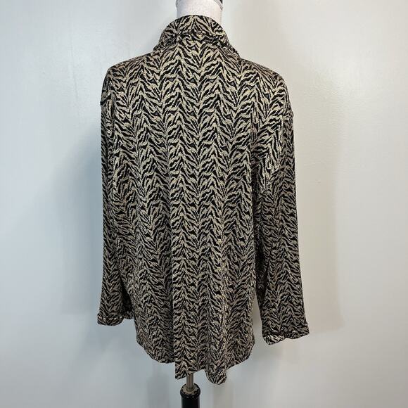 Chico's Design Jacket size 14 16/3 Gold Black Stretch Career Evening Wedding - Picture 7 of 8